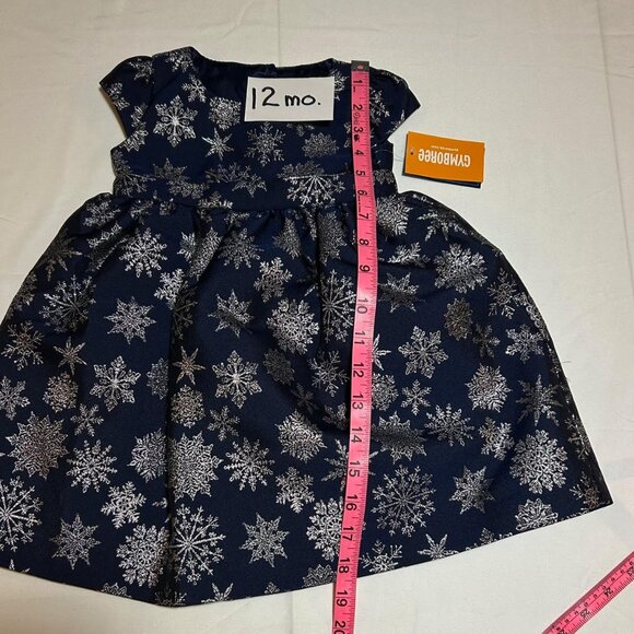 Gymboree Girls Blue Silver Snowflake Short Cap Sleeves Dress NWT Silent Night - Picture 7 of 13
